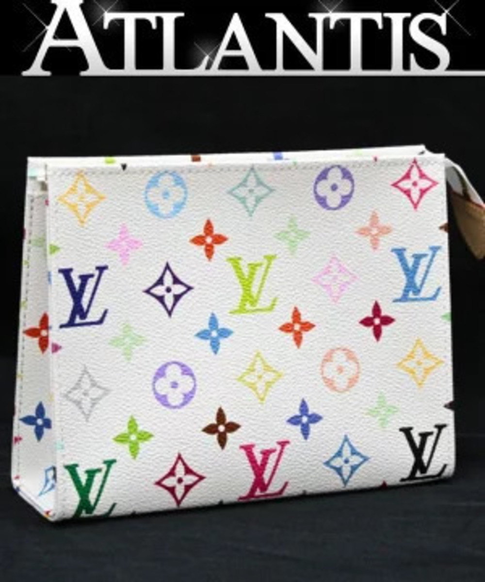 Louis Vuitton LV TM Pouch Clutch Toilette Monogram Multicolor White